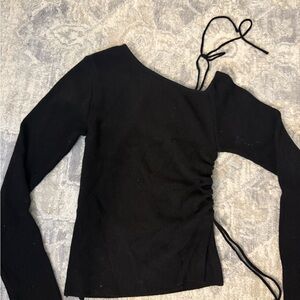 Black Asymmetrical Long Sleeve Top